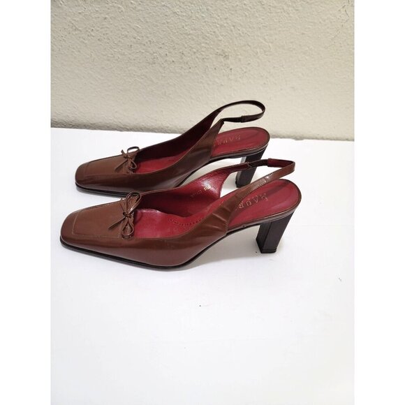 Ralph Lauren Brown Leather Slingback Pump Heels With Bow Detail Size 5.5B - Picture 3 of 10